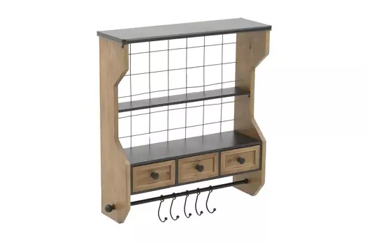 Стеллаж-вешалка настенная с ящиками close (to4rooms) серый 54x58x18 см.