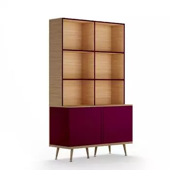 Стеллаж woodi (woodi) красный 120x200x30 см.