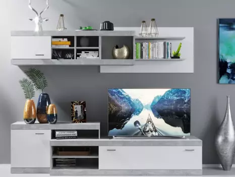 Стенка «домино» (древпром) белый 254x200x42 см.