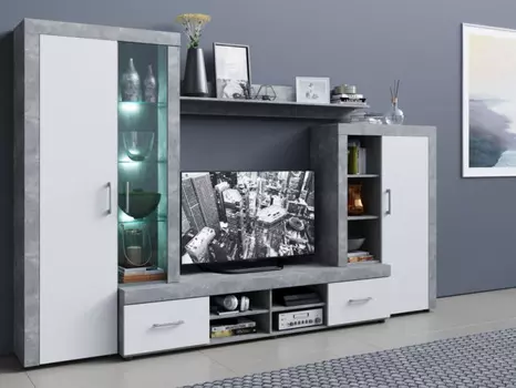 Стенка «джерси» (аврора) серый 306x193x40 см.