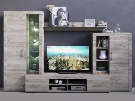 Стенка «джерси» (древпром) серый 306x193x40 см.