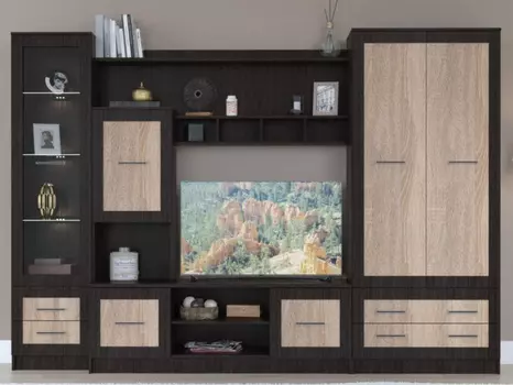 Стенка «каспий» (древпром) коричневый 300x210x53 см.