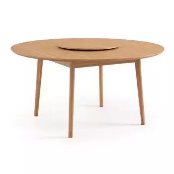 Стол обеденный круглый с вращающейся столешницей biface (laredoute) коричневый 75 см.