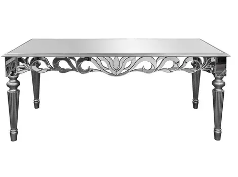 Стол обеденный с зеркальной столешницей (garda decor) серебристый 90x78x189 см.