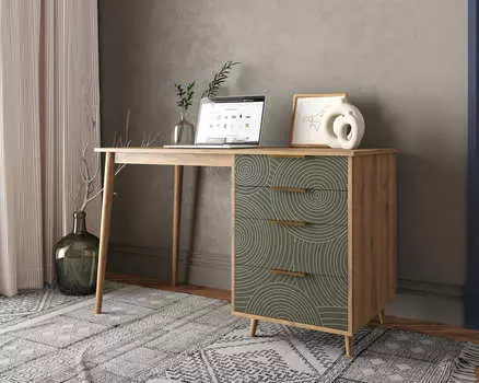 Стол рабочий line одной тумбой r23/browngrey (etg-home) серый 120x75x60 см.