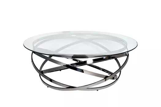 Стол журнальный круглый (garda decor) серебристый 40 см.