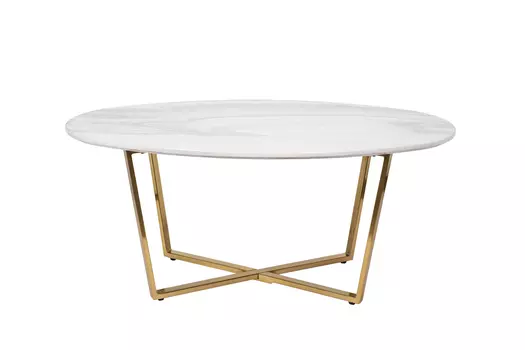 Стол журнальный овальный (искусственный мрамор) (garda decor) белый 120x41x65 см.