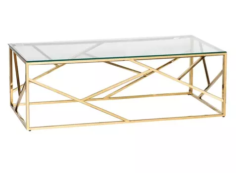 Стол журнальный с прозрачным стеклом (garda decor) золотой 120x40x60 см.