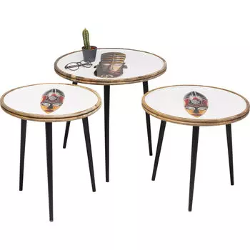 Столик приставной african mask , 3 шт (kare) мультиколор 48x48x47 см.