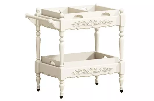 Столик сервировочный на колесиках марсель (инлавка) белый 83x87x50 см.
