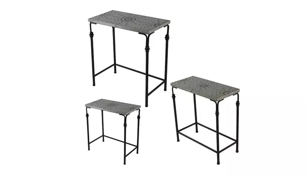 Столики приставные, набор 3 предмета (glasar) серый 61.0x36.0x66.0 см.