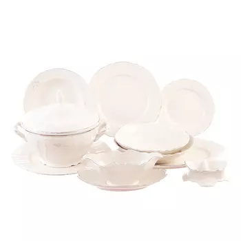 Столовый сервиз на 6 персон платиновый узор be-ivory (27 предметов) (bernadotte) белый