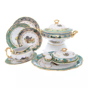 Столовый сервиз охота зеленая мария-тереза на 6 персон (repast) мультиколор 60x34x36 см.