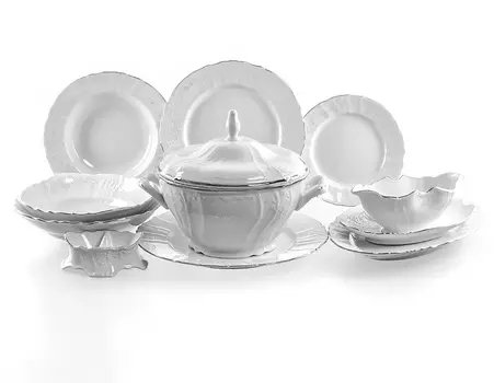Столовый сервиз платиновый узор (bernadotte) белый