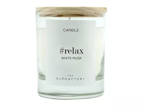 Свеча ароматическая the olphactory relax белый мускус (ambientair) прозрачный 9 см.