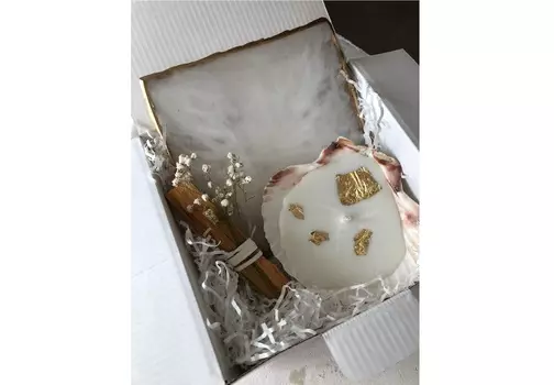 Свеча-спа ароматизированная в ракушке (kovka object) белый