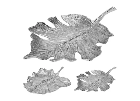 Тарелка декоративная лист цвет хром (garda decor) серебристый 39x5x33 см.