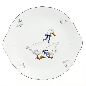 Тарелка для торта констанция гуси (thun) белый 27 см.