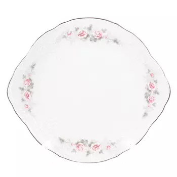 Тарелка для торта серая роза платина (bernadotte) белый 27 см.
