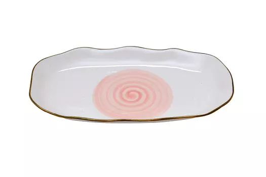 тарелка овальная mistero розовая 30 (garda decor) розовый 30x3x17 см.