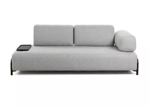 Трехместный диван с маленьким подносом compo (la forma) серый 232x82x98 см.