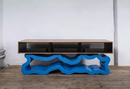 Тумба эклер с нишами (odingeniy) синий 160x57x35 см.