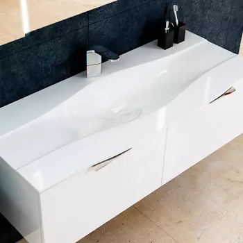 Тумба ego 120 белая, раковина монолит (2 ящика) (egloo) белый 120x52x36 см.