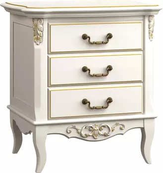 Тумба прикроватная gold wood 3 (la neige) белый 52.0x40.0x67.0 см.