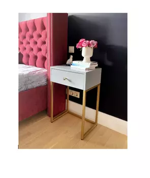 Тумба с ящиком “пэри” на золотом основании (for miss) золотой 45x68x30 см.