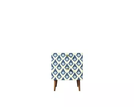 Тумбочка berber с двумя ящиками (etg-home) синий 40.0x50.0x35.0 см.