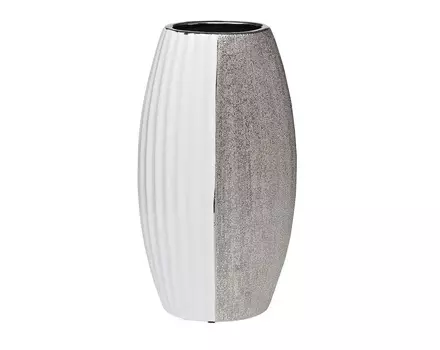 Ваза керамическая белая с серебром (garda decor) белый 12x35x18 см.