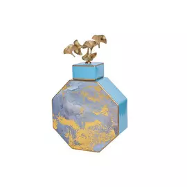 Ваза керамическая с крышкой (голубая с золотом) (garda decor) голубой 25x41x10 см.