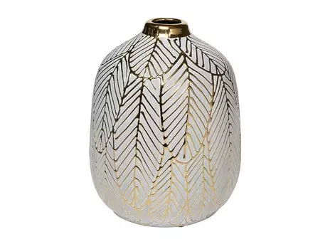 Ваза керамическая с золотым принтом (garda decor) белый 15x20x15 см.