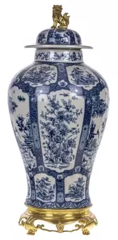 Ваза с крышкой (glasar) синий 32.0x69.0x32.0 см.