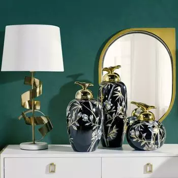 Ваза с крышкой (to4rooms) черный 17x47x17 см.