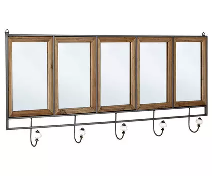 Вешалка настенная с зеркалом (to4rooms) бежевый 103x40x8 см.