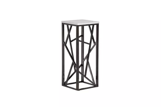 Высокий столик из мрамора (garda decor) белый 30x75x30 см.