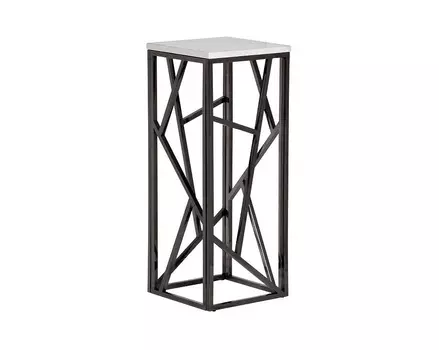 Высокий столик из мрамора (garda decor) белый 30x75x30 см.