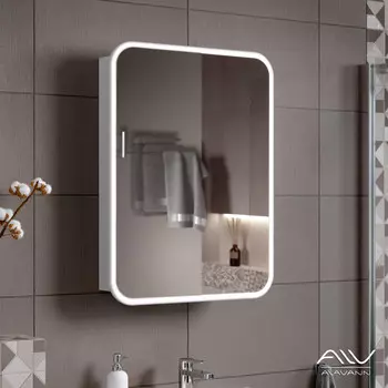 Зеркальный шкаф lana (alavann) белый 70x80x15 см.