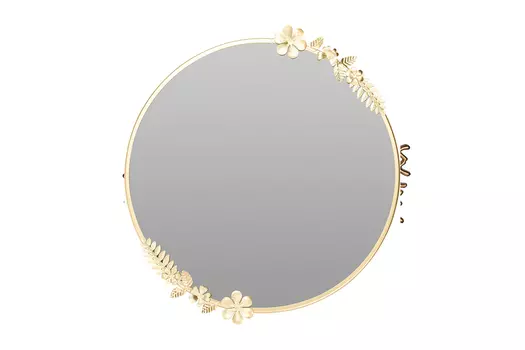 Зеркало круглое с цветами (garda decor) золотой 6 см.