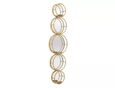 Зеркало настенное с подсвечниками ester (to4rooms) золотой 30.5x122.5x11.0 см.