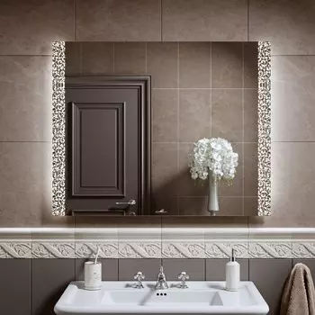 Зеркало с подсветкой delveto (alavann) белый 90x80x3 см.