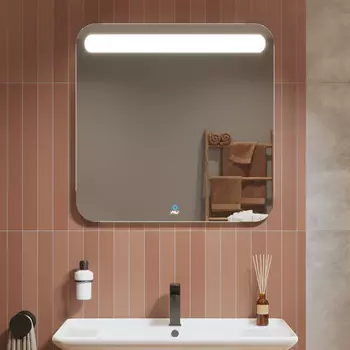 Зеркало с подсветкой largo (alavann) белый 100x100x3 см.