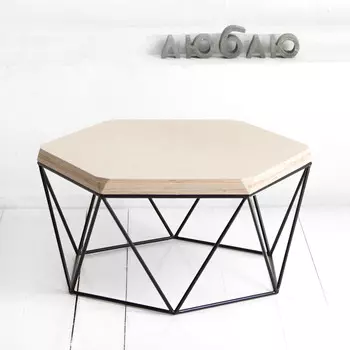 Журнальный стол гексагон в натуральном цвете березы (archpole) бежевый 76x37x66 см.