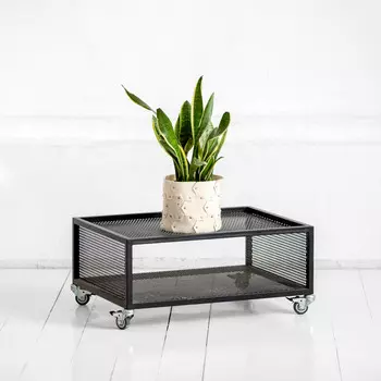 Журнальный стол решето в черном цвете с колесами (archpole) черный 64x30x43 см.