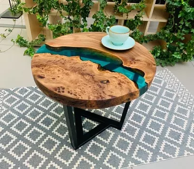 Журнальный стол (woodzpro) бирюзовый 50.0x45.0 см.