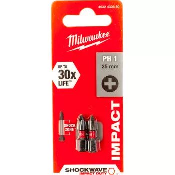 Бита Milwaukee SHOCKWAVE PH1x25мм 2шт (850)