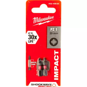 Бита Milwaukee SHOCKWAVE PZ1x25мм 2шт (860)