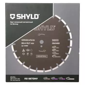 Диск алмазный по бордюрному бетону, тротуарной плитке SHYLD 400х25.4мм (30380)