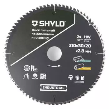 Диск пильный по алюминию и пластику SHYLD 210х30/20мм 80Т (20660)